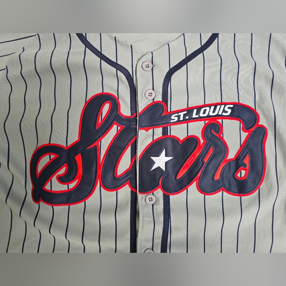 St. Louis Stars #28 Negro League Gray Pinstripe Jersey Headgear Classics Sz 2XL - Picture 4 of 9